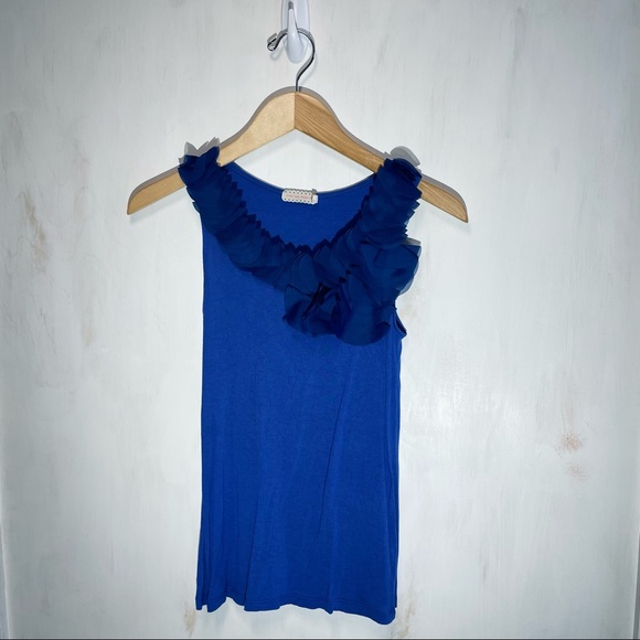 Pins & Needles Tops - Pins and Needles Blue Ruffle Tank Top 100% Rayon